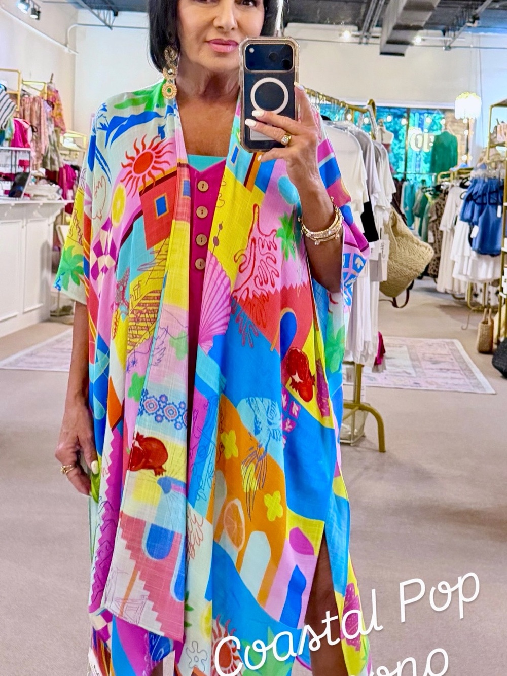 Coastal Pop Multicolor Printed Kimono - Women